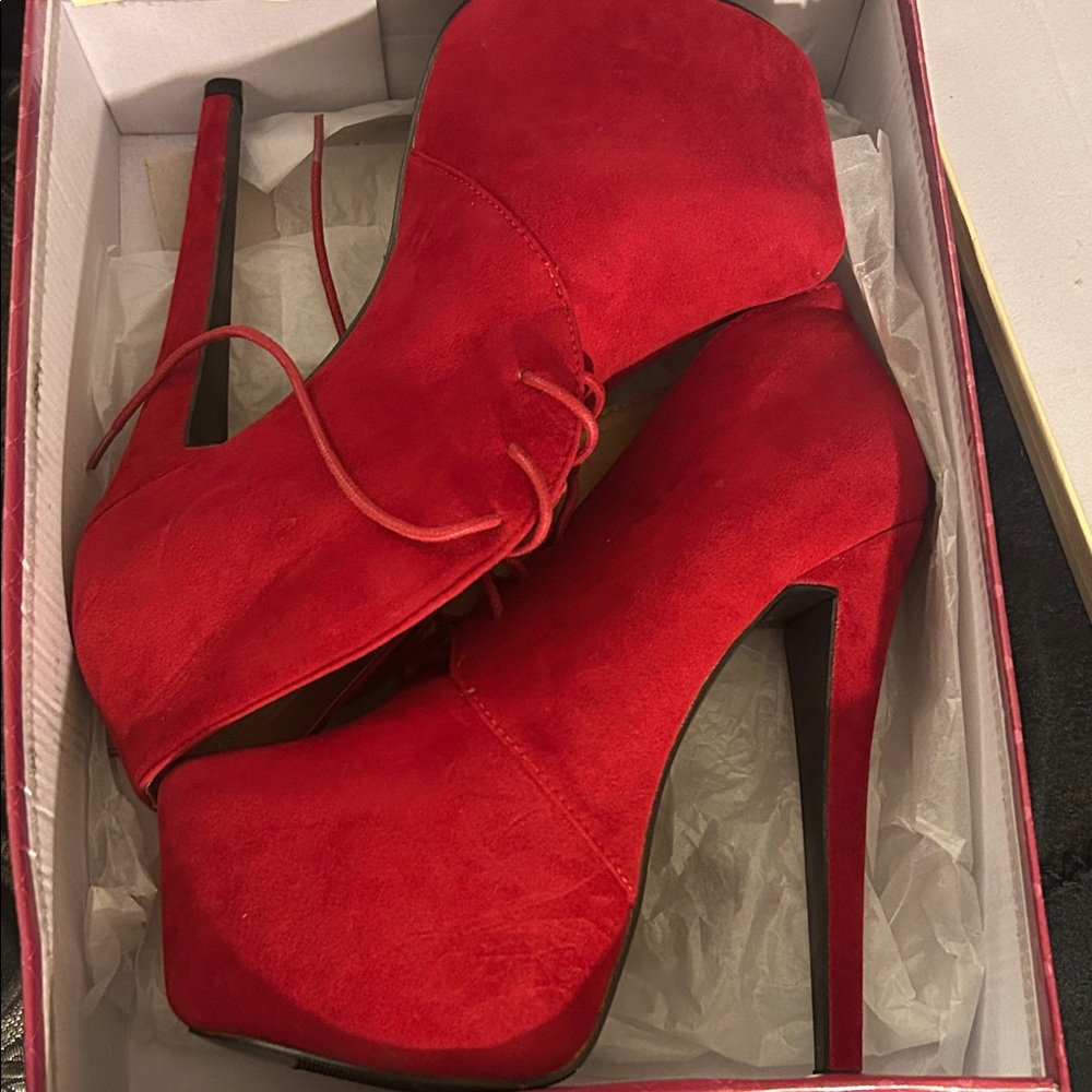 Glaze Bold Red Platform Heels
